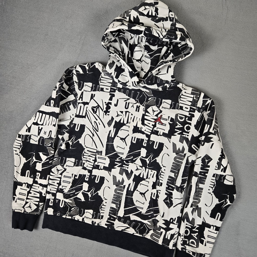 Nike Air Jordan Essentials Allover Print Fleece Hoodie Mens Small DA9814-100